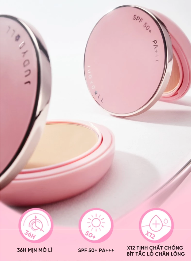 Phấn Nén Phấn Phủ Dạng Nén JUDYDOLL Peach Skin Matte 2-Way Cake Khô Thoáng Mịn Da