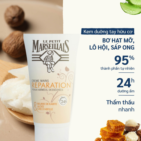 Kem Dưỡng Da Tay Le Petit Marseillais 75ml – Dưỡng Ẩm Sâu – Mềm Mịn & Bảo Vệ Da – Hương Thơm Dịu Nhẹ