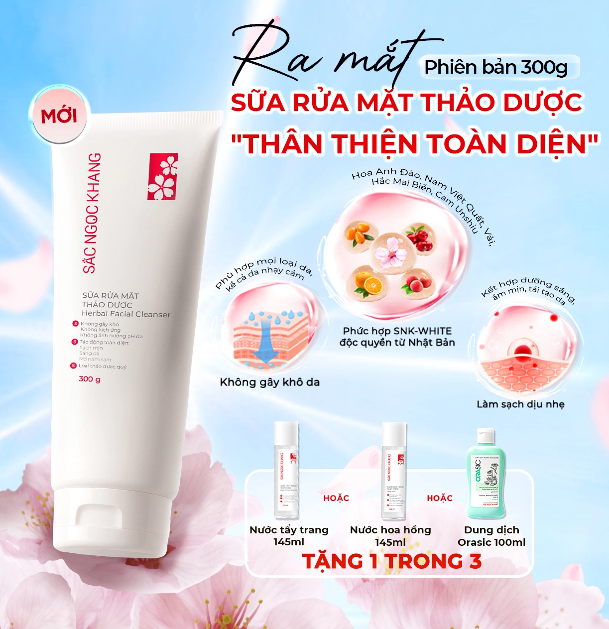Sữa rửa mặt thảo dược Sắc Ngọc Khang 300g