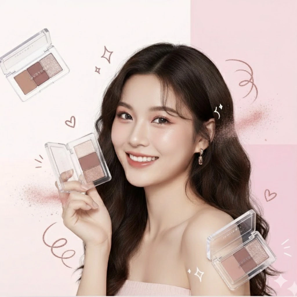 Phấn Mắt Judydoll 3 Ô – Bảng Mắt Mini Lên Màu Chuẩn, Giữ Nét Tự Nhiên Cả Ngày