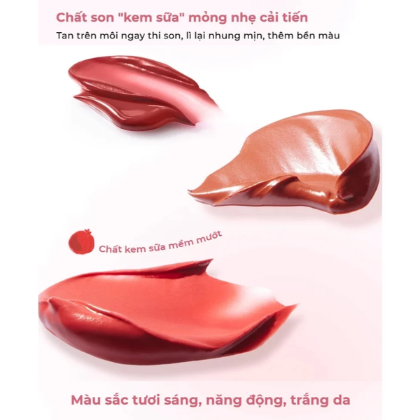 Son Kem Lì Đầu Bông Dặm Judydoll Matte Lip Cream - Mềm Mịn Bền Màu Che Phủ Vân Môi