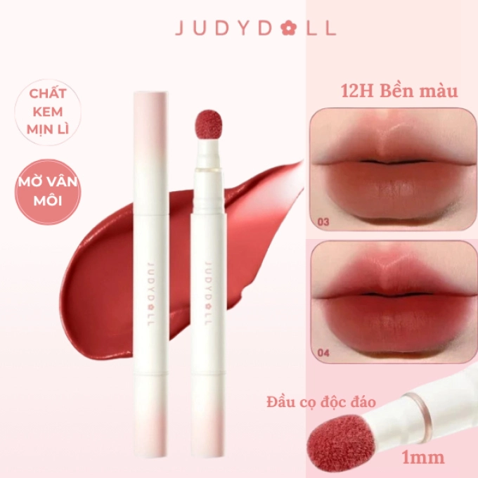 Son Kem Lì Đầu Bông Dặm Judydoll Matte Lip Cream - Mềm Mịn Bền Màu Che Phủ Vân Môi